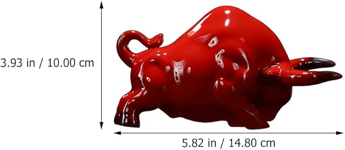 VOSAREA Household Decor Chinese Zodiac Ox Figurine Bull Statue Ceramic Feng Shui Sculpture Desktop Decor for Wealth Prosperity Home Decor
