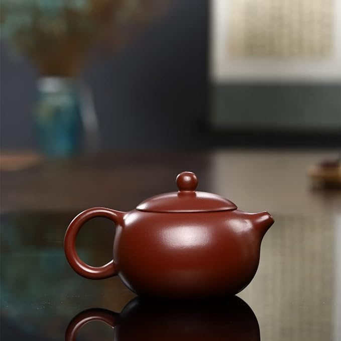 Xishi Teapot Chinese Zisha Clay Pot Ceramics Purple Sand Dahongpao Mud Kungfu Tea Set Kettle Spherical Filter (Red 150ml)