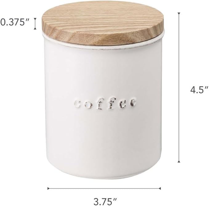 YAMAZAKI Home Tosca Ceramic Canister - Dry Food Kitchen Storage Container Organizer - Coffee - 15.25 Oz., 450 Ml
