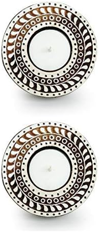 Western Eiderdown Presents Mandala Hand-Carved Block Tea Light Holder (Set of 2, Sheesham Wood) - Decorative Tea Light Candle Holder for Home Décor Votive Tea Light Holder T #Aport-202