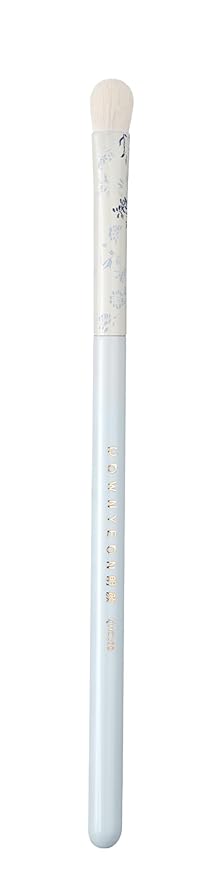 Indigo Artisan QHC 108 Small Blending Brush - Blue Lacquered Wood Handle & Ceramic-Print Ferrule, Soft Nylon Bristles for Blending Powder/Cream Makeup