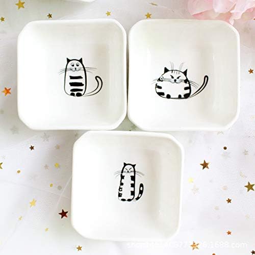 SOCOSY Super Cute Cat Ceramic Sauce Dish/Seasoning Dish/Sushi Soy Dipping Bowl/Appetizer Plates/Serving Dish for Kitchen Home(Set of 6)