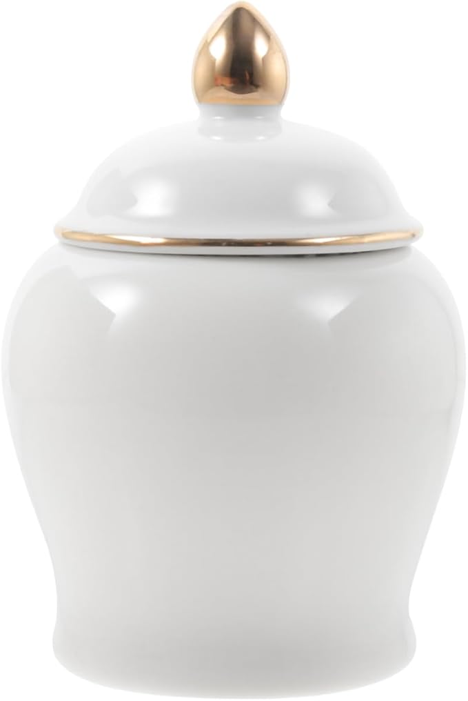 Amosfun Ceramic Tea Canister with Airtight Lid - Mini 3.54 Inch Porcelain Loose Leaf Tea Storage Jar for Kitchen and Travel Decorative Food Storage Container