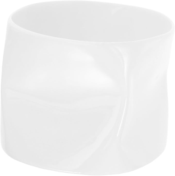 Mobestech Chinese Cup: Mini White Porcelain Irregular Shape Candle Holder Ceramic Serving Cup Mini Bowl