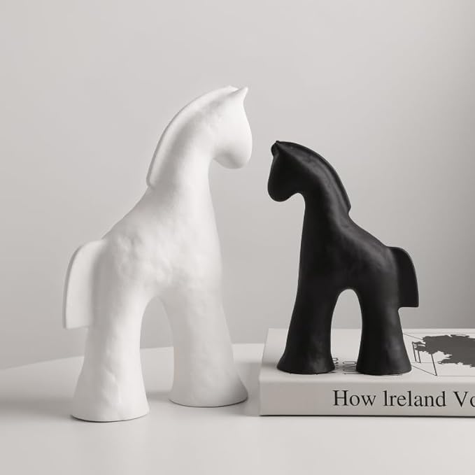 Handmade Abstract Animal Modern Ceramic Matte Craftsmanship Home Decoration Artwork (Black 6.7in)