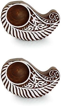 Western Eiderdown Presents Paisley Hand-Carved Blocks Tea-Light Holders (Set of 2, Sheesham Wood) - Decorative Tea Light Candle Holder for Home Décor Votive Tea Light Holder T #Aport-203