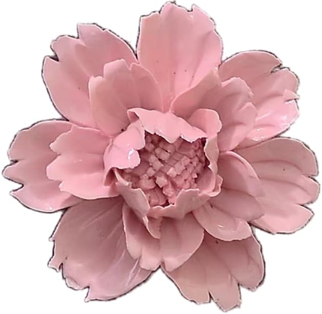 Peony,3.54" Ceramic Flower Wall Art, Artificial 3D Flower Wall Art, Handmade 3D Wall Art Hanging Sculpture, Porcelain Flower Wall Decoration for Home Office Decor (Pink)