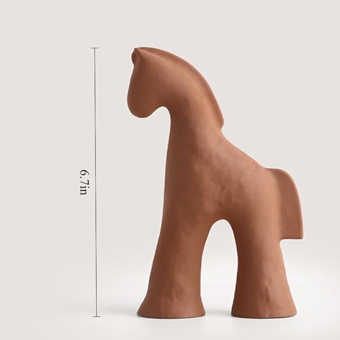 Handmade Abstract Animal Modern Ceramic Matte Craftsmanship Home Decoration Artwork (Brown 6.7in)
