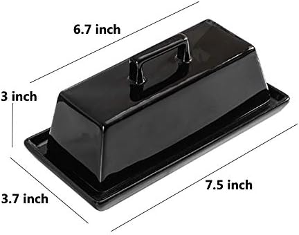 Sizikato Porcelain Butter Dish with Lid, Pure Black-7.5 inch