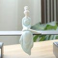 Ceramic Minimalist Statue, Chinese Ancient Beauty Lady Statues and Sculptures Table Top Bookshelf Top Desk/Bookshelf/Dinning Table Home Decor, Yoga/Zen/Meditation Decor (Blue 2)