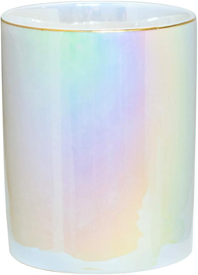 Ceramic Cute Toothbrush Holder Toothpaste Holders, Bathroom Tumbler Cups Reusable,Bathroom Counter Organizer (Pearl)
