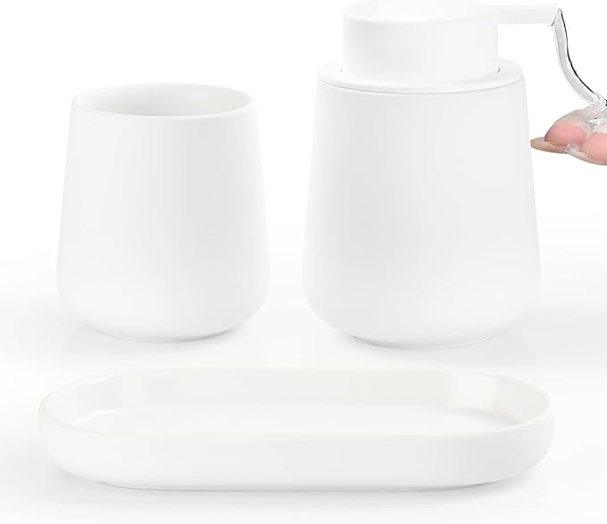 BosilunLife Bathroom Accessories Set 3 pcs (White-Liquid)