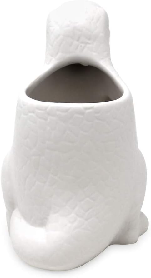 Isaac Jacobs White Ceramic Dinosaur Cup, Toothbrush Holder, Multi-Purpose Organizer, – Great for Toiletries, Bathroom, Kitchen, Crafts, Desk, Novelty Bathroom Accessory (Single Cup, White)