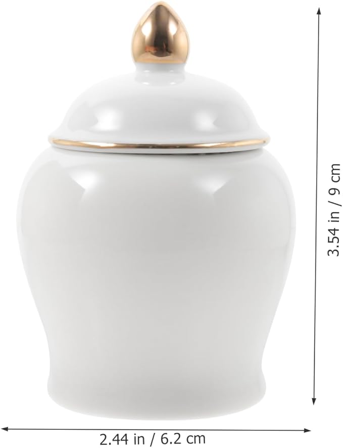Amosfun Ceramic Tea Canister with Airtight Lid - Mini 3.54 Inch Porcelain Loose Leaf Tea Storage Jar for Kitchen and Travel Decorative Food Storage Container