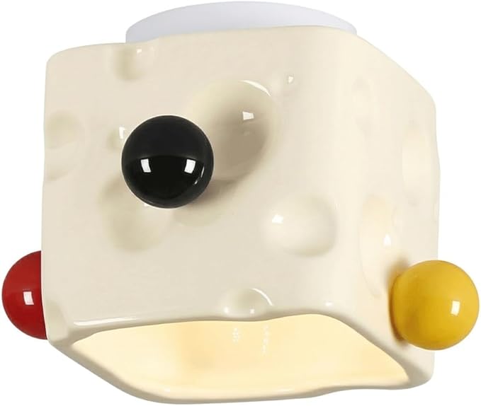 Mid-Century Ceiling Light, Sculptural Cheese Ceramic with, Creative Colorful Flush Mount, Plafond, Overhead Lighting Suitable for Hallway, Entry, Balcony, Room, Home, Bar
