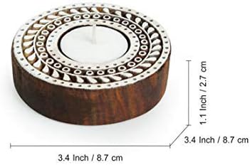 Western Eiderdown Presents Mandala Hand-Carved Block Tea Light Holder (Set of 2, Sheesham Wood) - Decorative Tea Light Candle Holder for Home Décor Votive Tea Light Holder T #Aport-202
