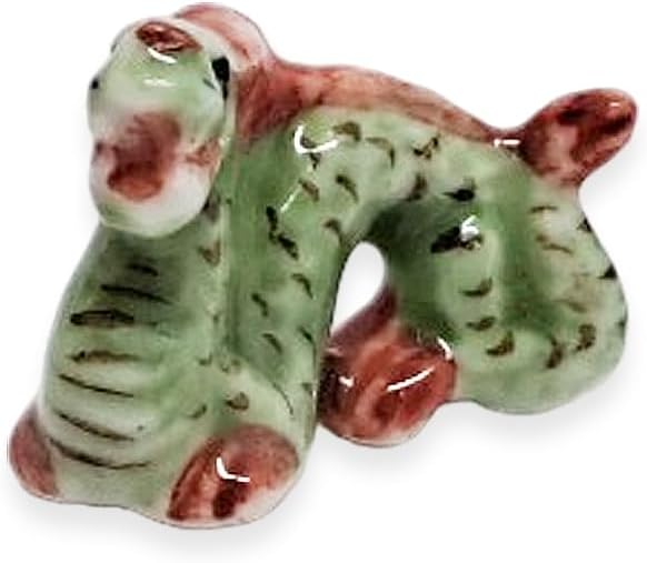 WitnyStore ¾ Inch Green Red Chinese Asian Dragon Ceramic Figurine for Terrarium Decoration Collectible Statue for Adult Collectors Handcrafted Porcelain Ornament Sculpture Home Room Tabletop Decor