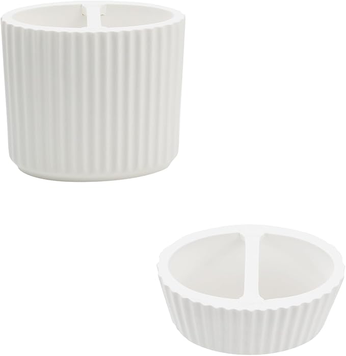 Oval-Shape Ceramic Toothbrush Holder Bathroom Supplies Organizer Accessory (4.4x2.3in White)