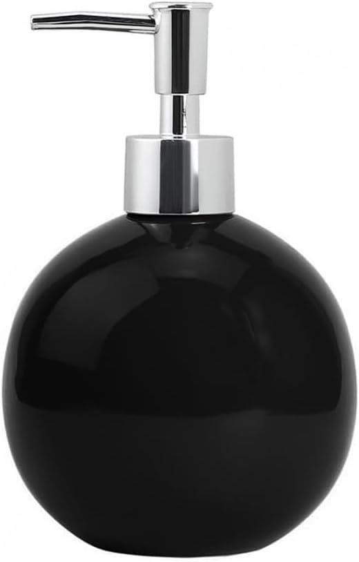 123Arts Ceramic Lotion Bottle Hand Soap Dispenser 18oz/550ml Black Round PUMP DISPENSER
