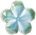 Peach Blossom-Shaped Decorative Ring Tray, Ceramic Trinket Tray Jewelry Dish Organizing Necklace Earrings, Home Decoration for Mom Best Friend Sister, Bluish Green.