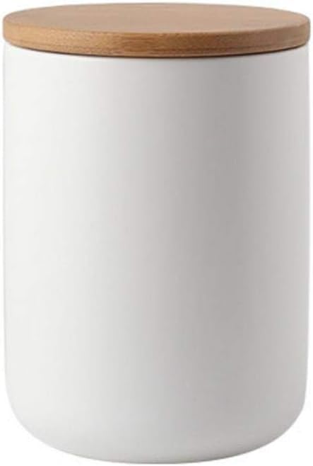 MilkyWay Ceramic Food Storage Jar Canister Modern Design Food Canisters with Airtight Seal Bamboo Lid, Loose Tea Coffee Spice Nuts Snacks Storage Jar Canister (White 27.05oz/800ml)