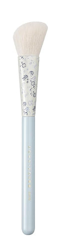 Indigo Artisan Series Contour Brush - Curved Angled Nylon Bristles for Nose/Cheek Sculpting, Blue Lacquered Handle & Porcelain-Patterned Ferrule (QHC 103)