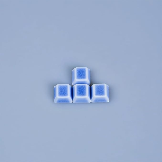 Crackle Ceramic Keycaps Set, OEM Height, Premium Artisan Upgrade for Gamers & Mechanical Keyboard Enthusiasts – Buy 4 Sets Get 1 Free (Blank/Blue)