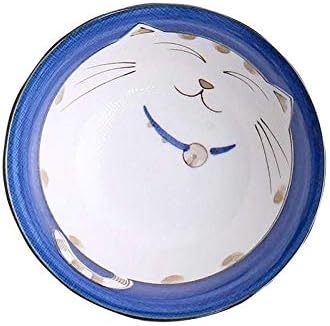 JapanBargain, Set of 2 Japanese Large Porcelain Bowls Seving Soup Rice Noodle Salad, Maneki Neko Smiling Cat Pattern, 34 fl.oz, 6.25-inch, Made in Japan