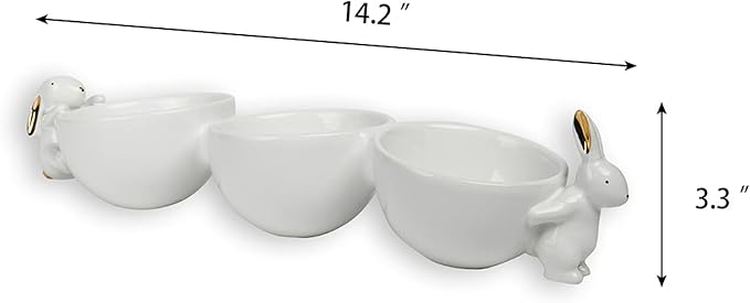 Newman House Studio Decorative Bunny Candy Dish Bowl - Home Decor Ceramic Candy Dish/Nut Dish Three Bowls Snack Bowls Easter Tabletop Decoration Home Décor 13.75 * 4 * 3 Inch
