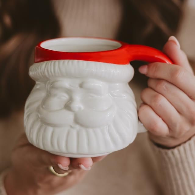 Sweet Water Decor Red Santa Hat Coffee Mug, 19oz Ceramic Christmas Mug, Dishwasher & Microwave Safe, Large Holiday Winter Cup for Coffee, Tea & Hot Chocolate, Stocking Stuffer Gifts for Women