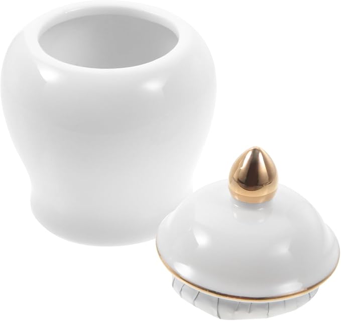 Amosfun Ceramic Tea Canister with Airtight Lid - Mini 3.54 Inch Porcelain Loose Leaf Tea Storage Jar for Kitchen and Travel Decorative Food Storage Container