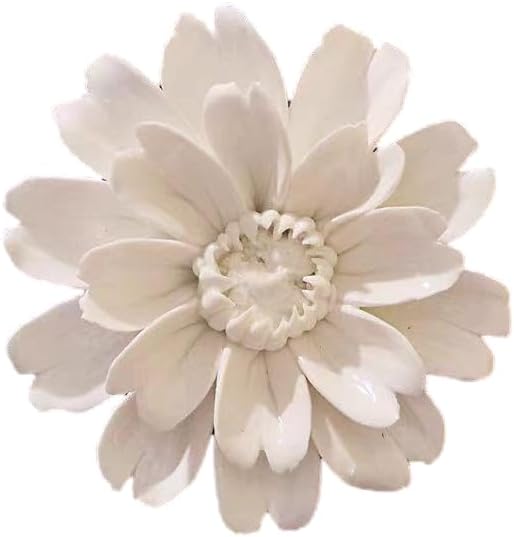 Sunflower,2.76" Ceramic Flower Wall Art, Artificial 3D Flower Wall Art, Handmade 3D Wall Art Hanging Sculpture, Porcelain Flower Wall Decoration for Home Office Decor (White)