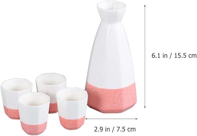 Sake Cup Set,Japanese Sake Cup,1 Set/5pcs Flagon Wine Glass Set Water Bottle Set Korean Gifts Wedding Champagne Glasses Ceramics Ceramic Drinkware