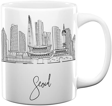 Seoul Skyline Ceramic Mug, Asia Keepsake 11oz White Mug, Custom Coffee Cup, Gift For Birthday, Asia Skyline Coffee Cup, Mugs for Women, Personalized Coffee Mugs