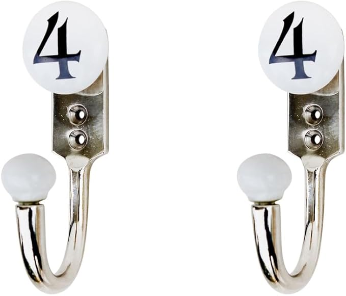 IndianShelf 2-Packs Ceramic, Zinc Decorative Cute Hooks for Hanging Coats, Jackets, Leash, Hat, Towel, Backpack, Purse, Handbag for Balcony Décors[White]