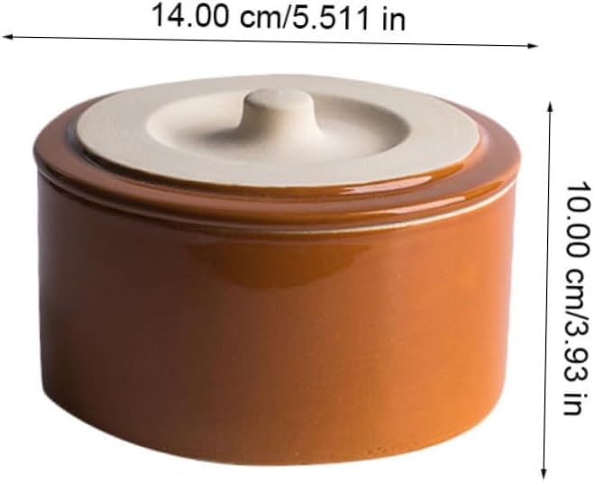 Ceramic Steaming Bowl Lid Vintage Pottery Rice Stew Bowl Home Kitchen Tableware Suitable for Steaming Eggs and Rice 1.5L Capacity