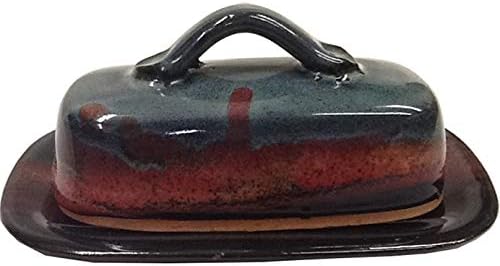 ALWAYS AZUL POTTERY 7.5 Inch by 4 Inch Butter Dish in Moonscape Glaze - Handmade Pottery - Decorative Stoneware Butter Dish Dispenser - Countertop Covered Butter Storage Container