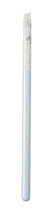 Indigo Artisan Series Angled Eyebrow Brush - 25° Slanted Soft Nylon Bristles for Natural Brows & Eyeliner, Blue Porcelain Ferrule & Lacquered Wood Handle (QHC 111)