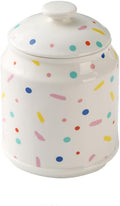 WAIT FLY Ceramic Tea Caddy Tea Canister Large Capacity Food Storage Jar Container for Tea, Coffee, Herb, Sugar, Spice, Nuts-Color Dots-33 OZ
