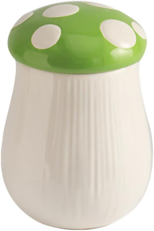 WAIT FLY Mushroom Shaped Ceramic Coffee Bean Storage Container, Tea Canister, Food Storage Jar for Tea, Coffee, Spices, Sugar, Candy, Cookies-Green-33 OZ