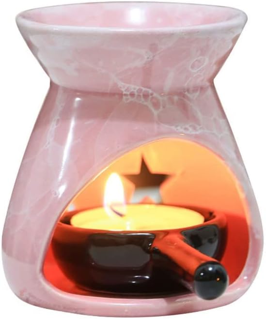 Pink Ceramic Essential Oil Burner Tealight Candle Holder Decorative Aroma Diffuser