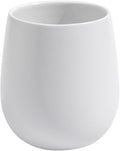 White Ceramic Toothbrush Holder - 11Oz Small Bathroom Tooth Brushing Holders, Reusable Mouthwash Cup, Toothpaste Holder, Makeup Brush Holder, Pen Holder for Bathroom Countertop, 1PC