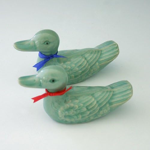 Celadon Glaze Wedding Cake Topper Mandarin Duck Figurine Design Green Korean Porcelain Ceramic Art Pottery Animal Kitchen Home Decor Decorative Set