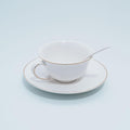 Bone China Tea Cup and Saucer Set with Spoon，Elegant Floral Tea Cup Set (7 oz)，British Coffee Latte Mug for Mother's Day Gifts