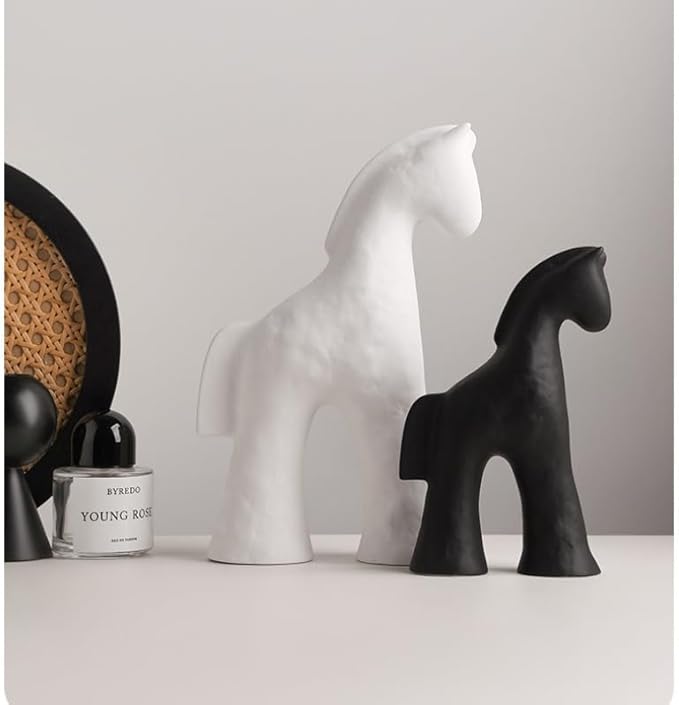 Handmade Abstract Animal Modern Ceramic Matte Craftsmanship Home Decoration Artwork (White 9.4in)