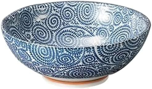 Traditional Japanese Ceramic 51 Fluid Ounces, Wide Mouth Sanuki Serving Bowl, Tako Karakusa Pattern, Donburi Noodle Ramen Soup Pasta, Mino Ware from Japan KG325204