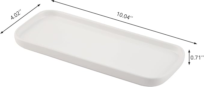 VanEnjoy Set of 2 White Ceramic Tray for Kitchen Counter, White Vanity Tray for Bathroom Counter, Long Narrow Tray for Soap Bottles