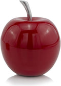 Modern Day Accents 3462 Manzano Red Apple, Fruit Decor, Teacher Gifts, School, Apple Office Desk Home with Silver Stem, Sculpture, Aluminum, 6" Lx6 Wx8 H