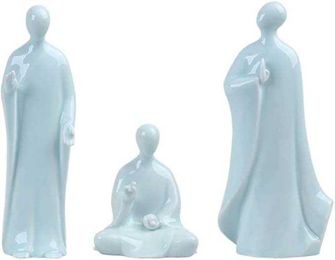 Buddha Statue,Buddha Statues for Home 3 Pack Ceramic Buddha Asian Statue Set Feng Shui Buddha Sitting Sculpture Standing Figurine for Home Desktop Decor, Gift Collection Praying Buddha Statue