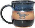 ALWAYS AZUL POTTERY Mug with Running Horse Design in Garcia Blue - Handmade Ceramic Coffee Mug - Stylish and Unique Handcrafted Artistic Drinkware - Polished Clay Cups, Great for Coffee, Tea, and More